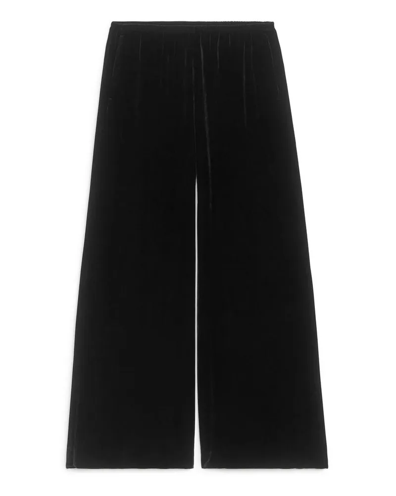 Arket Lockere Samthose - Schwarz Schwarz
