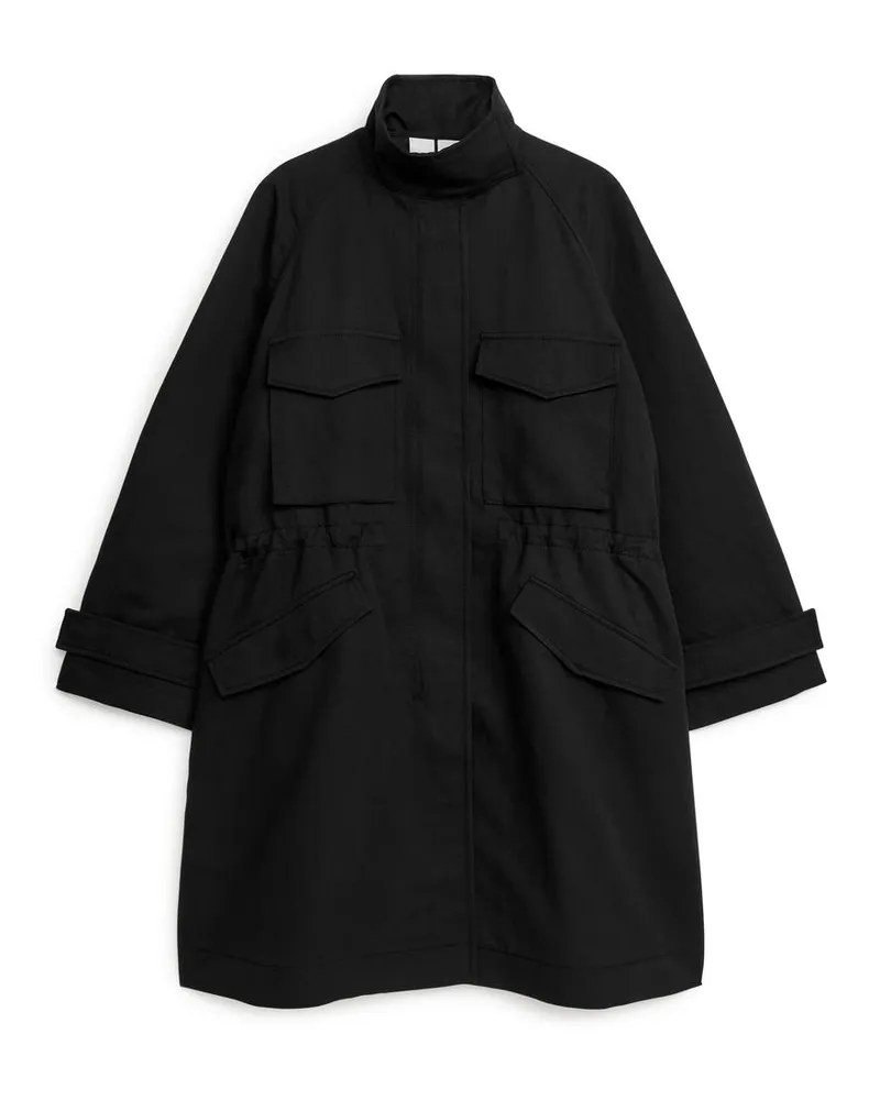 Arket Jacke Mit Kordelzug - Schwarz Schwarz