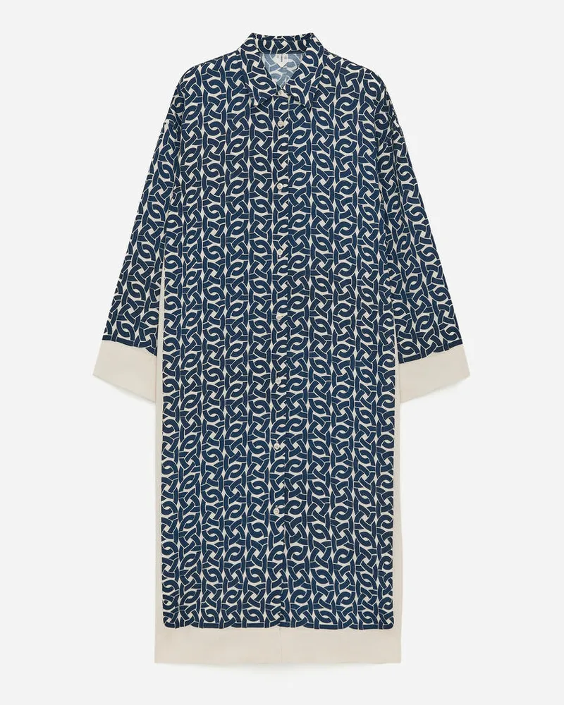 Arket Kleid Mit Print - Blau|Weiß|Mehrfarbig Dunkelblau