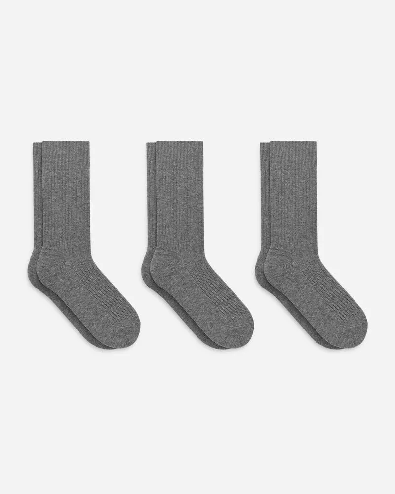 Arket Gerippte Socken Aus Supima-Baumwolle 3er-Pack -Grau Grau