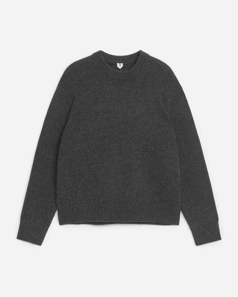 Arket Strickpullover Aus Schwerer Wollmischung - Schwarz|Grau Schwarz