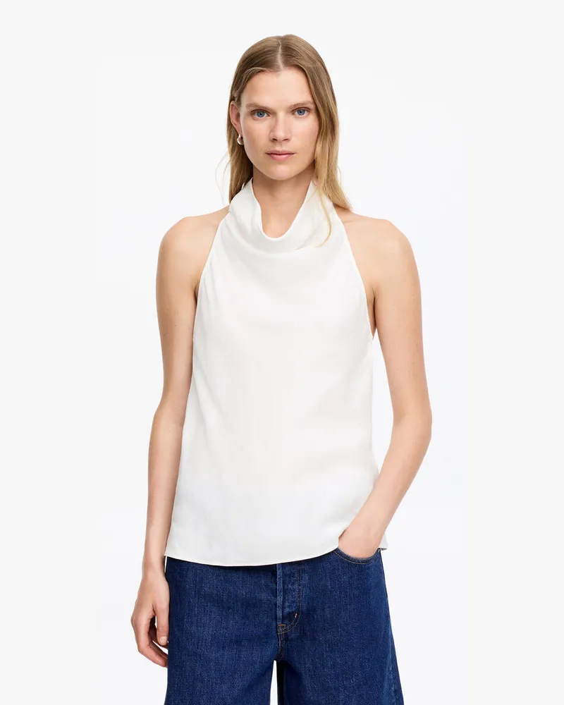 Arket Neckholder-Top Aus Leinenmischung -Weiß Weiß