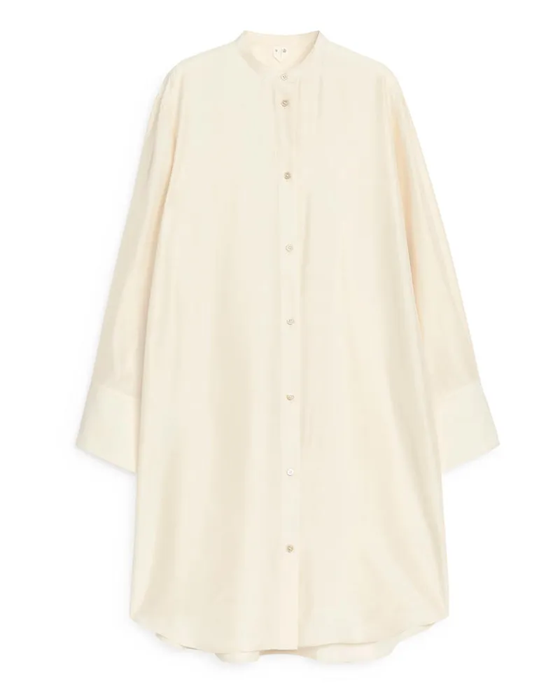 Arket Langes Seidenhemd - Beige Beige