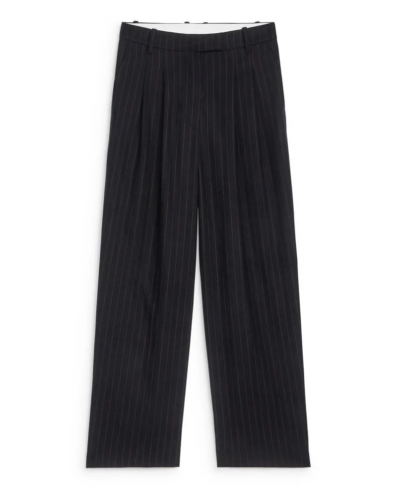 Arket Locker Geschnittene Bundfaltenhose - Blau Dunkelblau