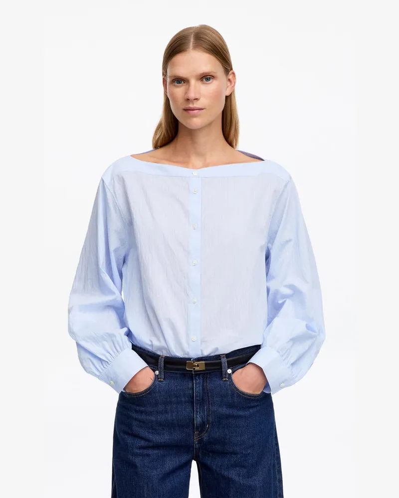Arket Baumwollbluse Mit U-Boot-Ausschnitt -Blau Blau