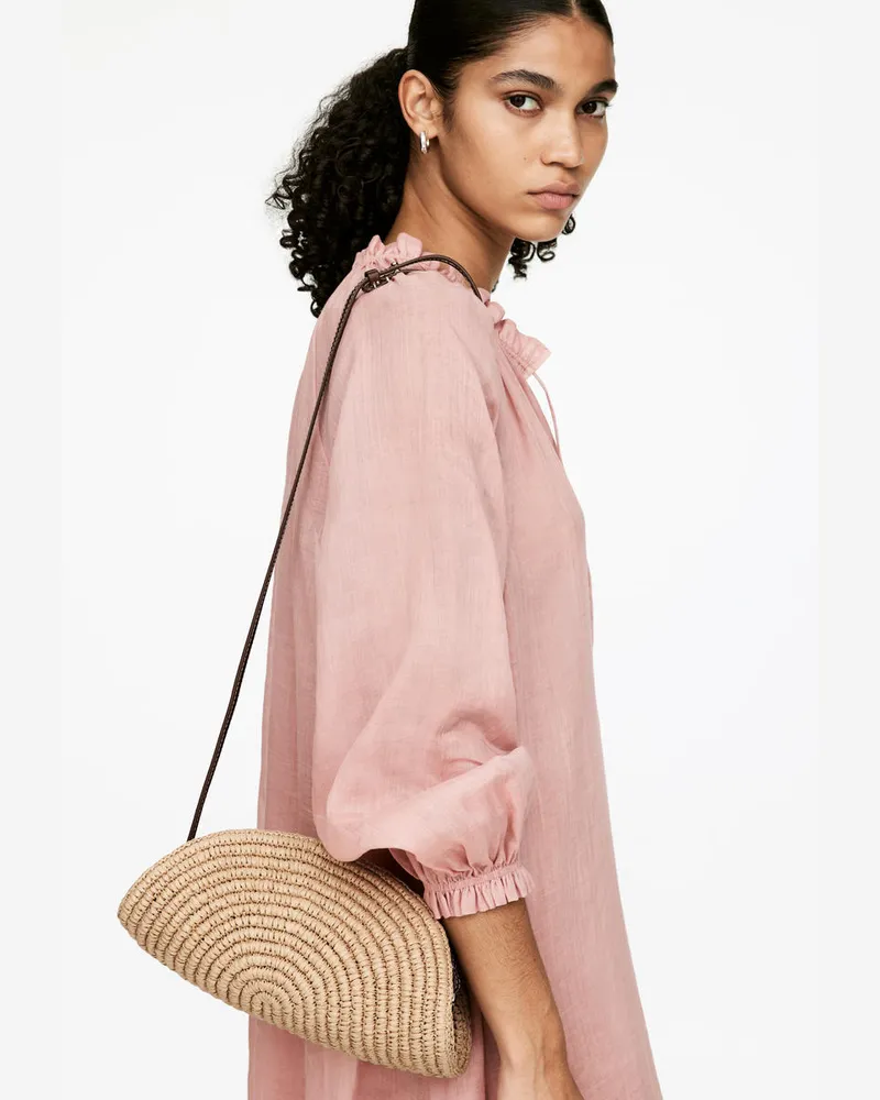 Arket Umhängetasche Aus Stroh -Beige Beige