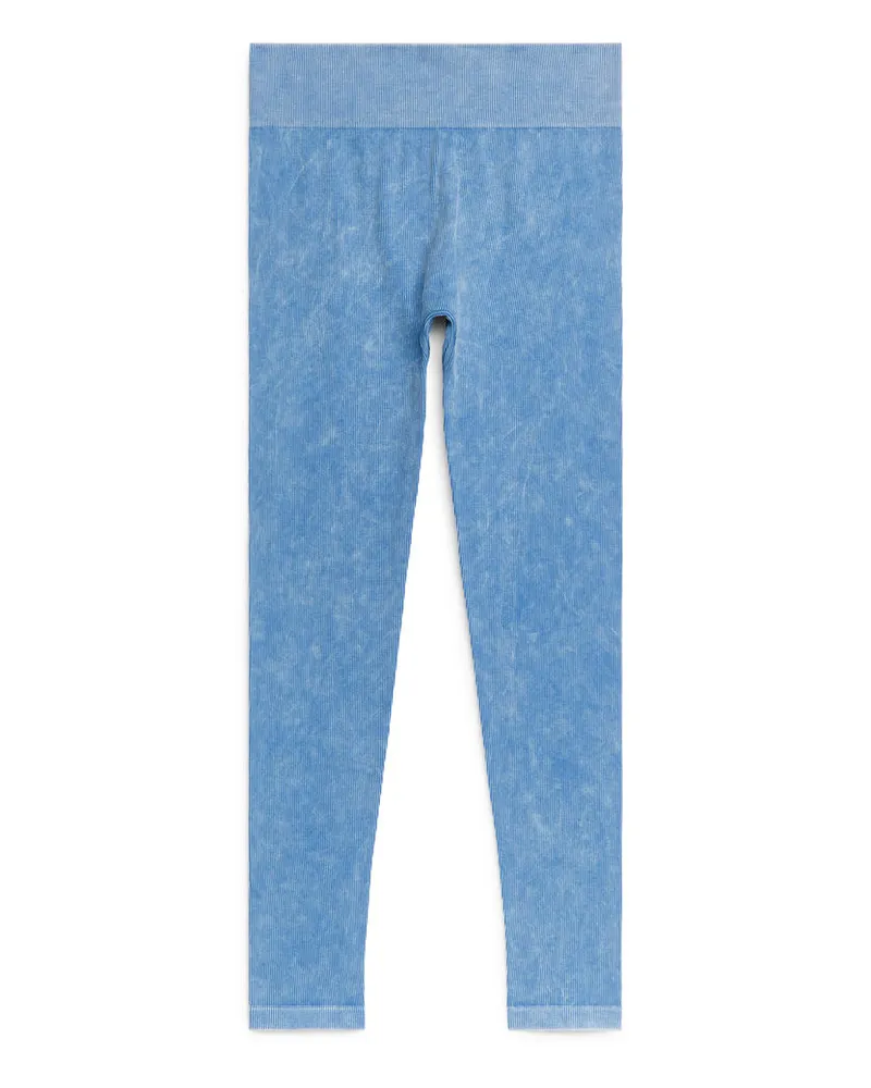 Arket Nahtlose Rippstrick-Leggings - Blau Verwaschenes