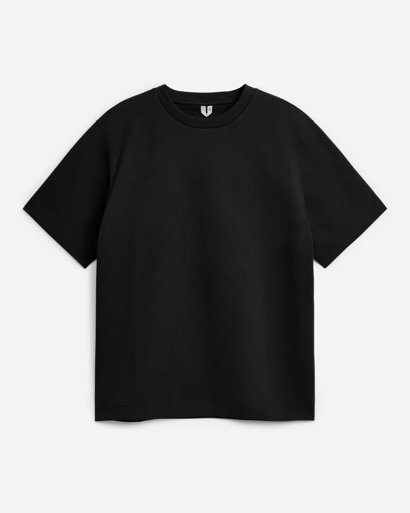 Arket Interlock-T-Shirt -Schwarz Schwarz