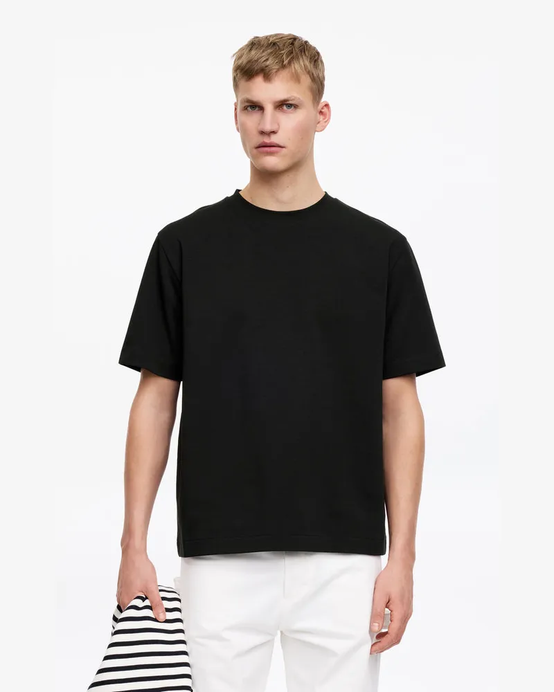 Arket Interlock-T-Shirt -Schwarz Schwarz