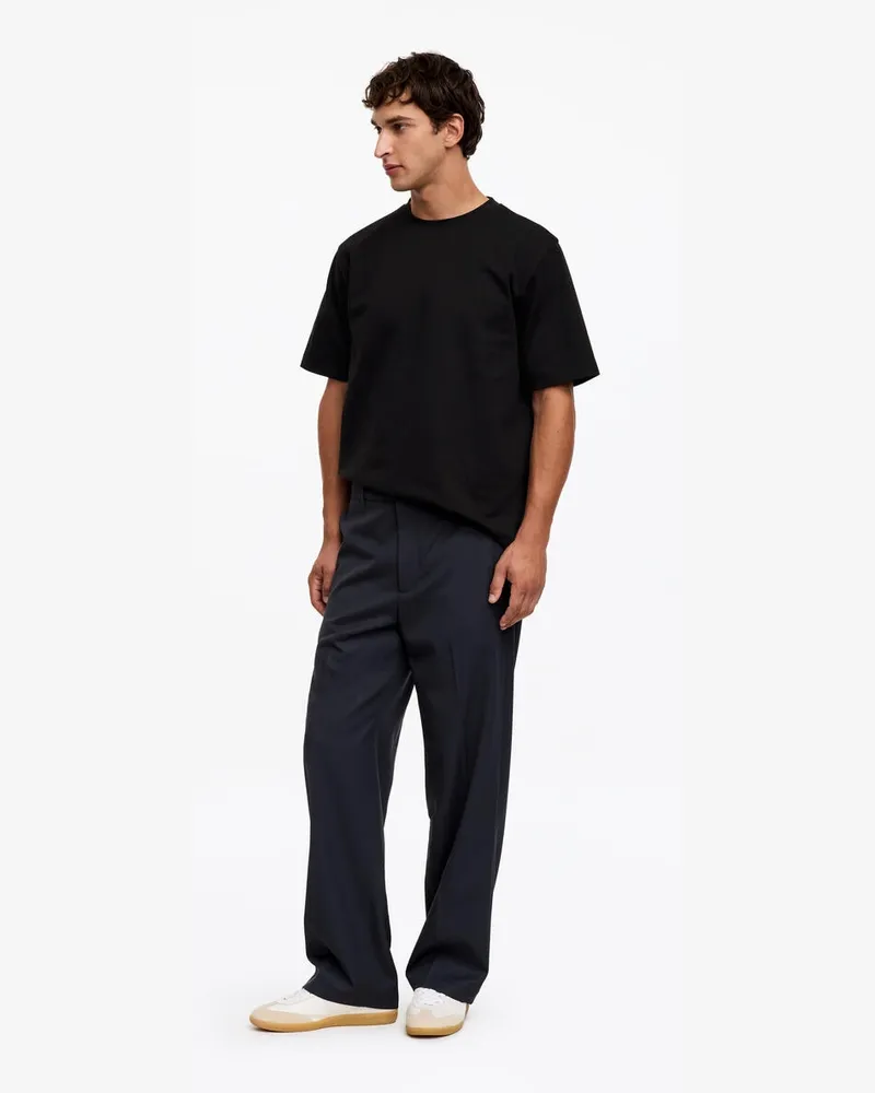 Arket Kastiges Interlock-T-Shirt -Schwarz Schwarz