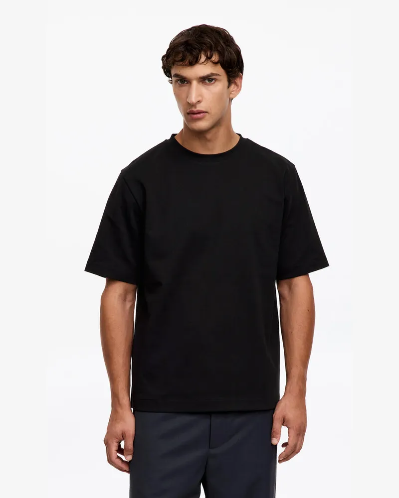 Arket Kastiges Interlock-T-Shirt -Schwarz Schwarz