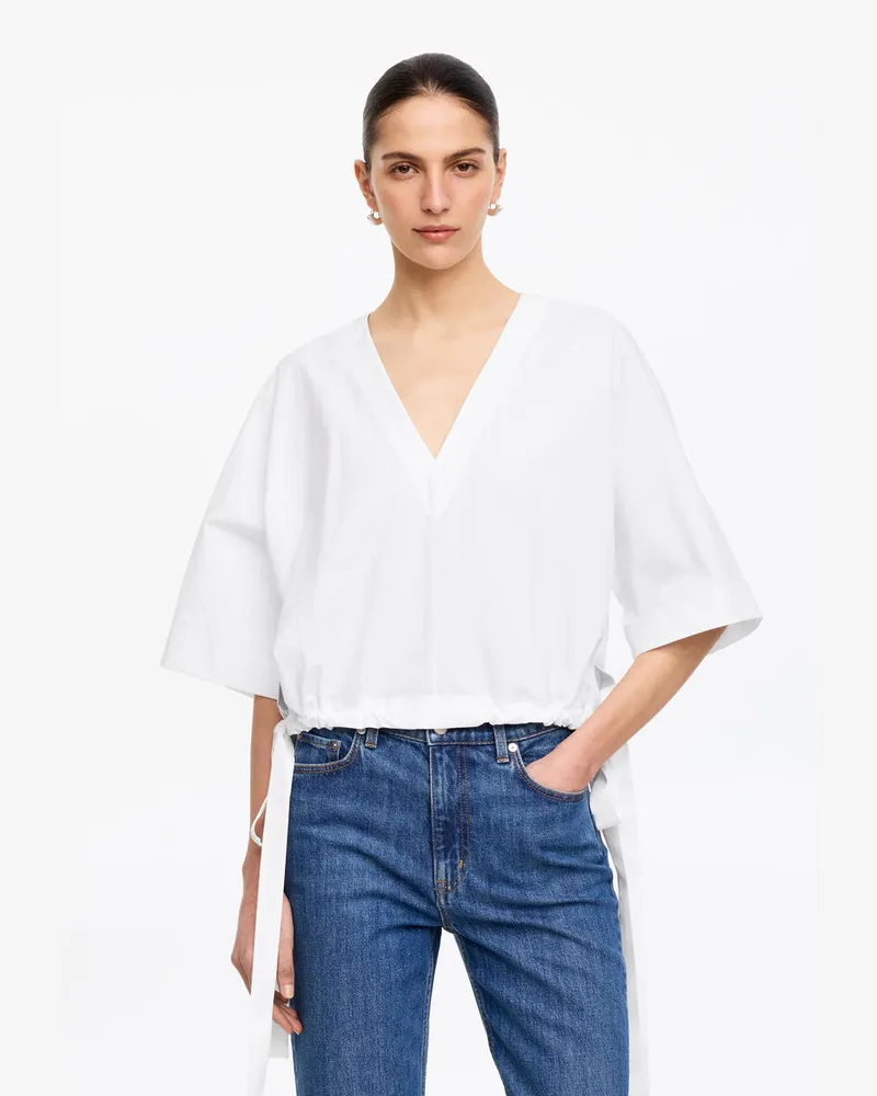 Arket Baumwolloberteil Mit Kordelzug -Weiß Weiß