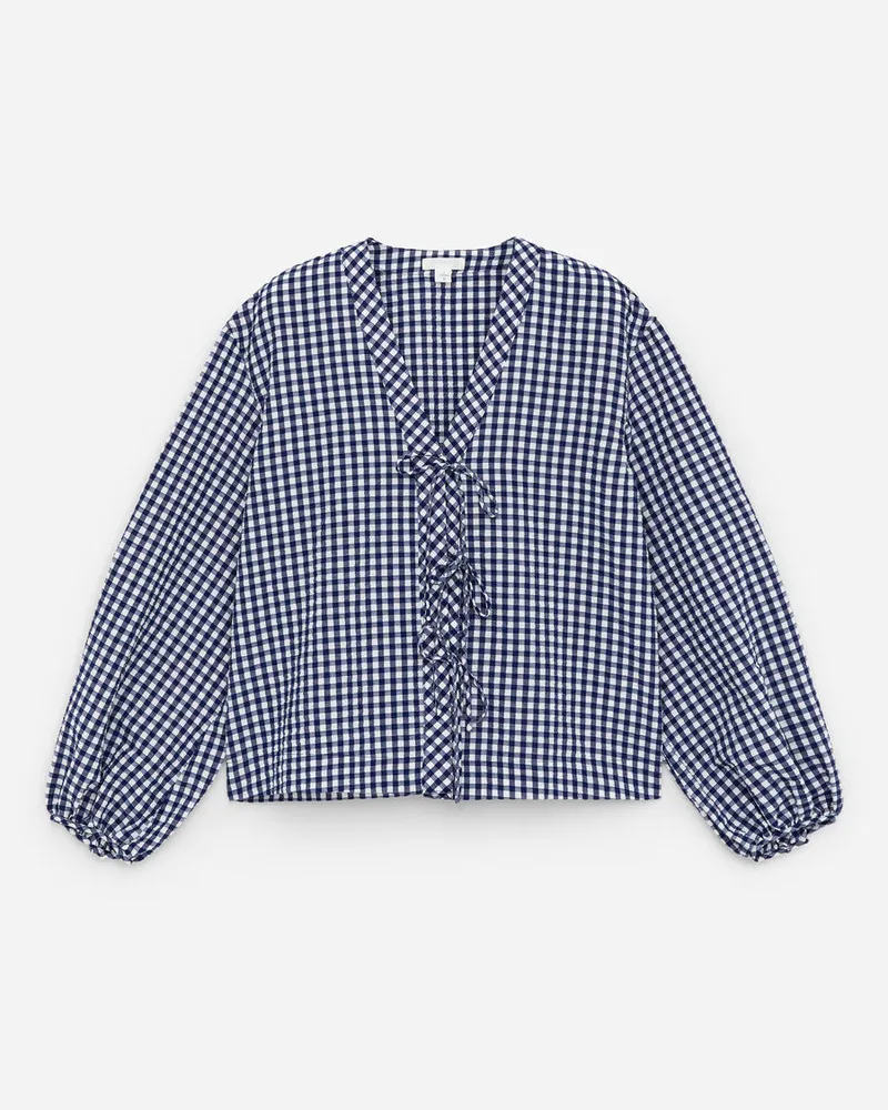Arket Bluse Aus Seersucker -Blau Blau