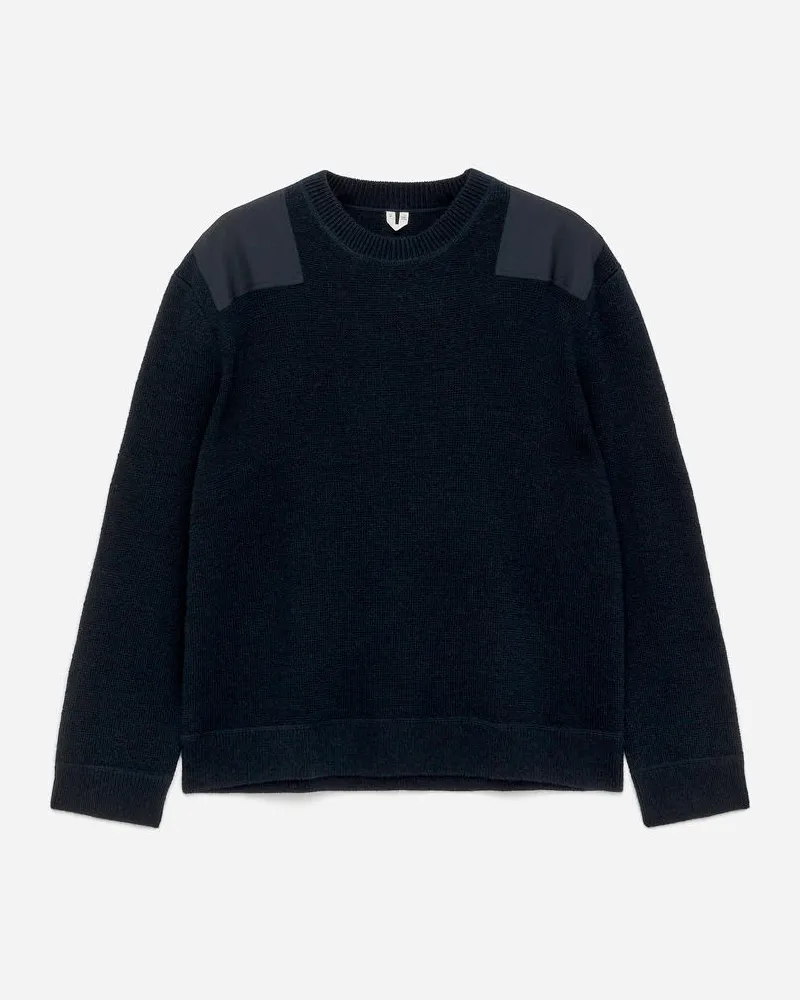 Arket Wollpullover Mit Patches -Blau Blau
