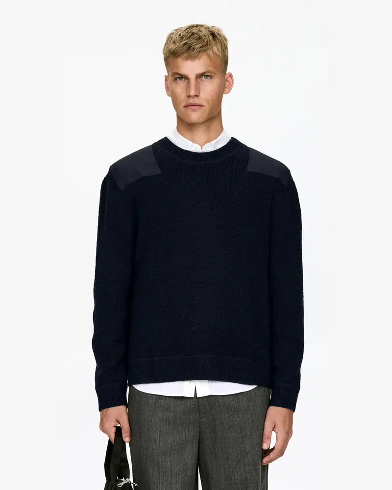 Arket Wollpullover Mit Patches -Blau Blau