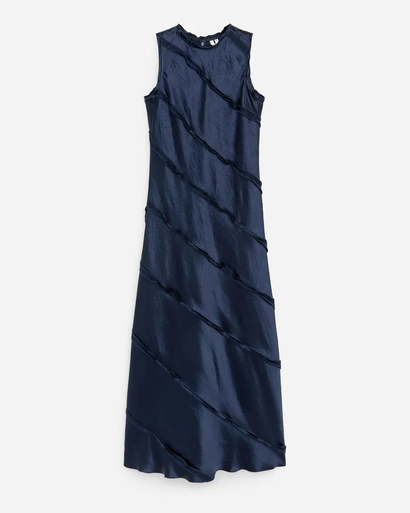 Arket Satinkleid Mit Rüschen -Blau Blau