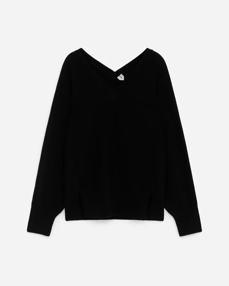 Arket Pullover Mit V-Ausschnitt Aus Reinem Kaschmir -Schwarz Schwarz