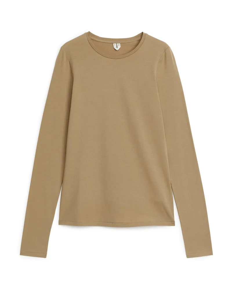 Arket Niva Körpernahes T-Shirt - Beige|Braun Beige
