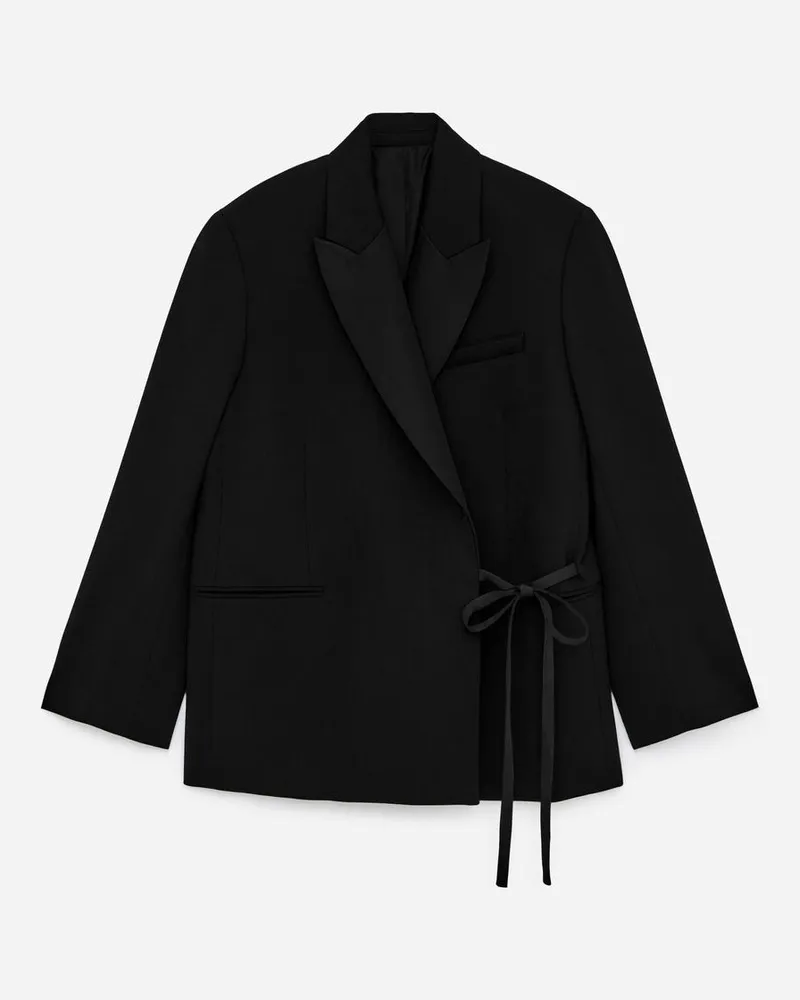 Arket Blazer Aus Wollmischung Mit Satinrevers - Schwarz Schwarz