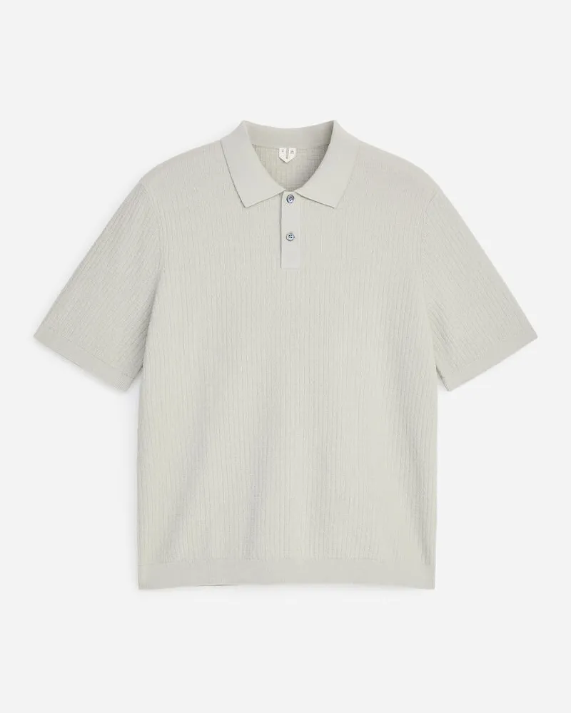 Arket Gestricktes Poloshirt Aus Baumwolle -Grün Grün