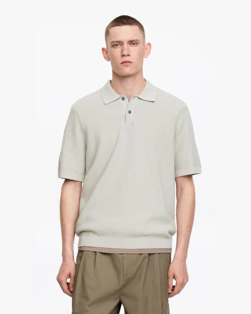 Arket Gestricktes Poloshirt Aus Baumwolle -Grün Grün