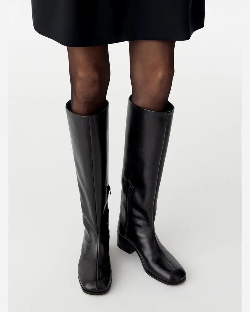Arket Kniehoher Lederstiefel -Schwarz Schwarz