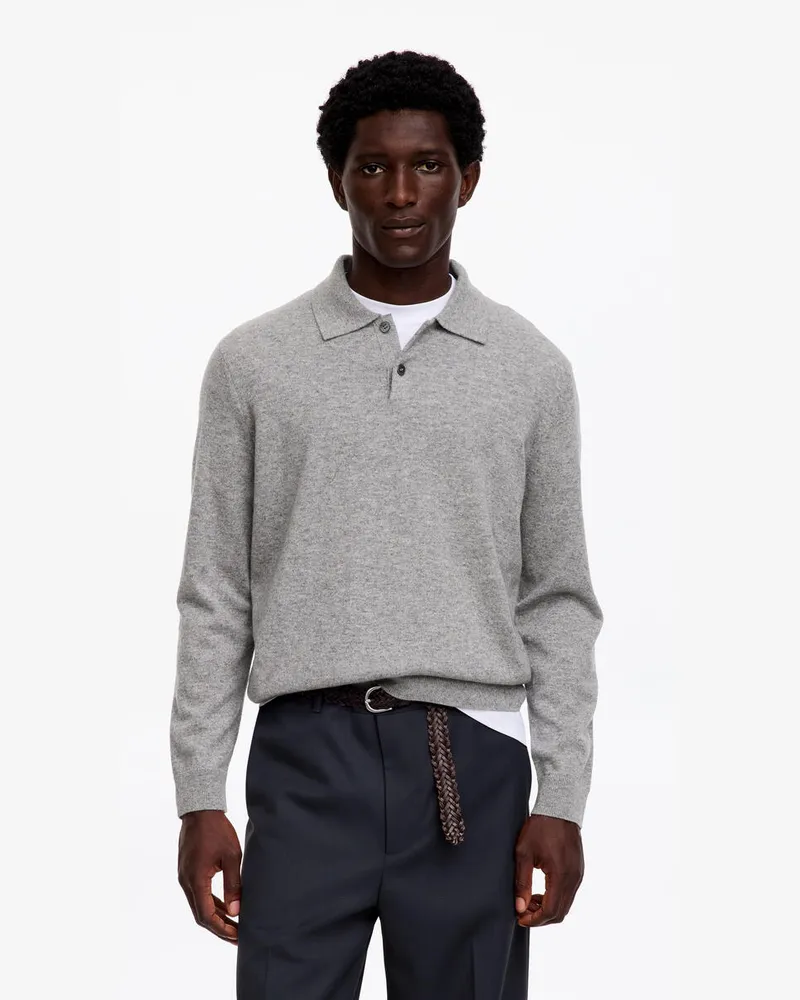 Arket Strick-Poloshirt Aus Reinem Kaschmir -Grau Grau