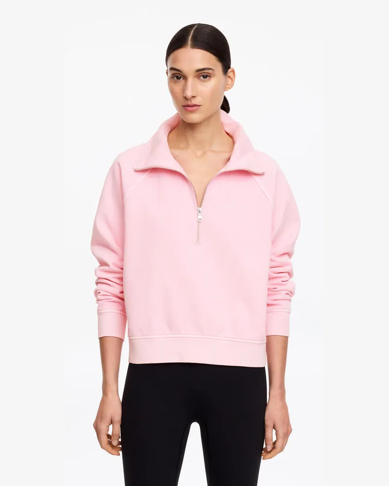 Arket French-Terry-Sweatshirt Mit Kurzem Reißverschluss -Rosa Rosa