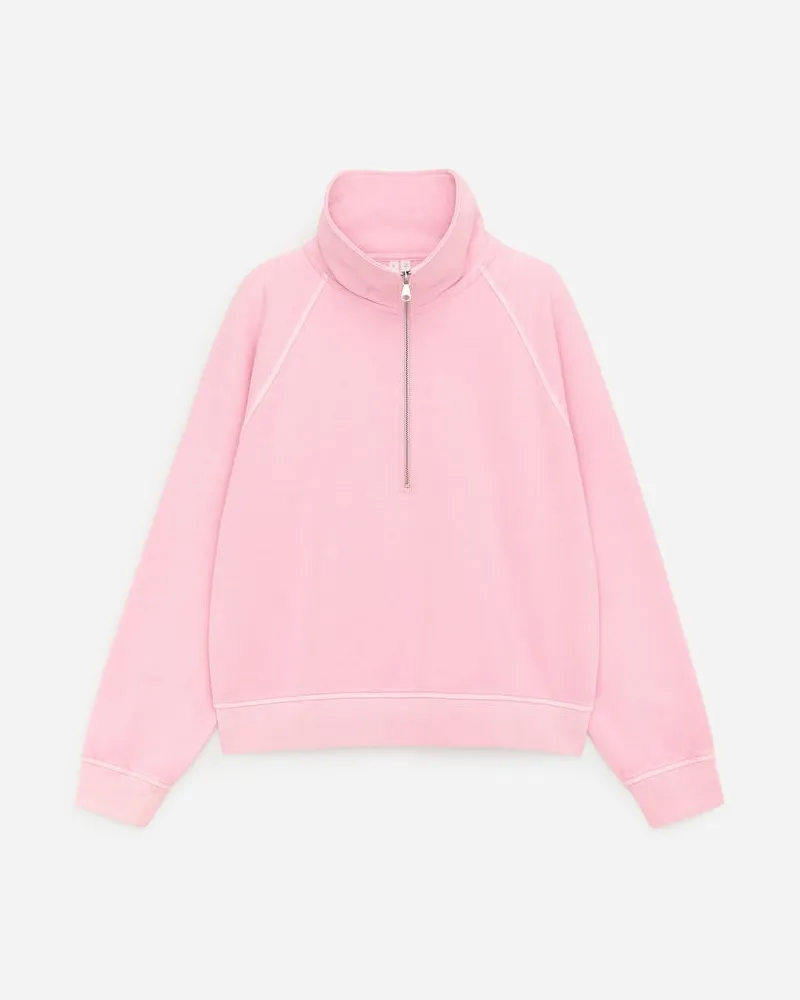 Arket French-Terry-Sweatshirt Mit Kurzem Reißverschluss -Rosa Rosa