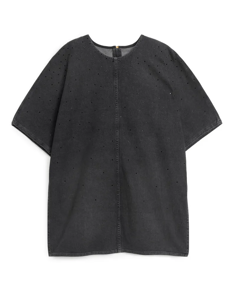 Arket Jeansoberteil Mit Strass - Schwarz Schwarz