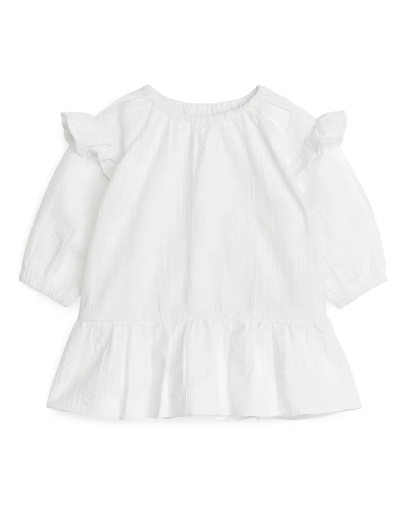 Arket Rüschenkleid Aus Seersucker - Weiß Weiß
