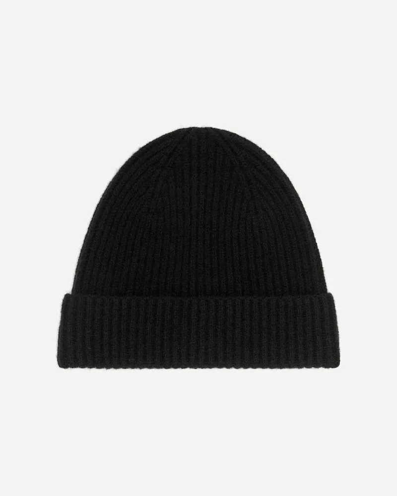 Arket Rippstrick-Beanie Aus Wollmischung -Schwarz Schwarz