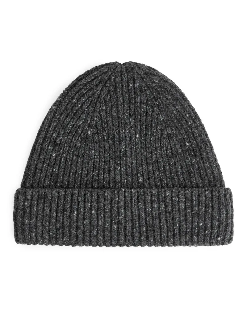 Arket Rippstrick-Beanie Aus Wollmischung -Schwarz Schwarz