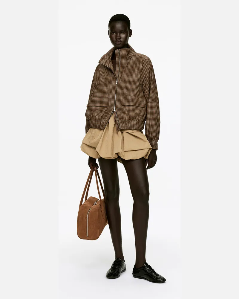 Arket Karierte Jacke Mit Reißverschluss -Braun Braun