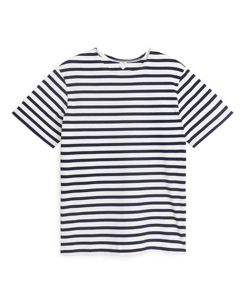 Arket Schweres T-Shirt - Blau|Mehrfarbig|Weiß Dunkelblau