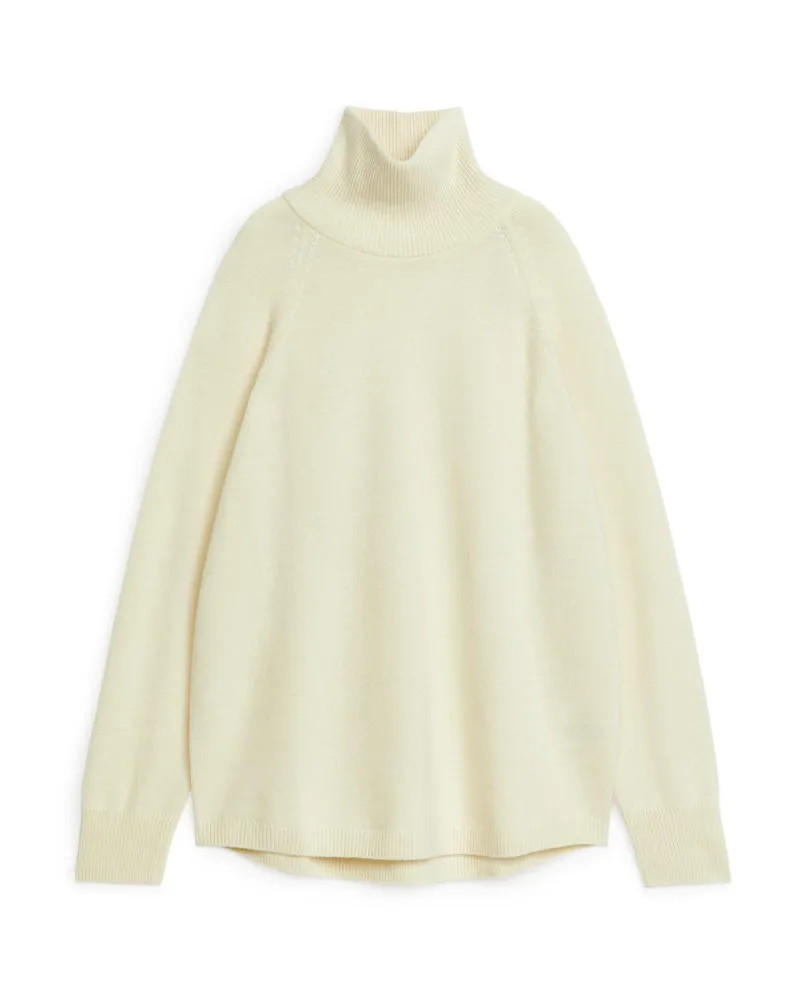 Arket Rollkragenpullover Aus Kaschmir Und Wolle - Weiß Cremeweiß