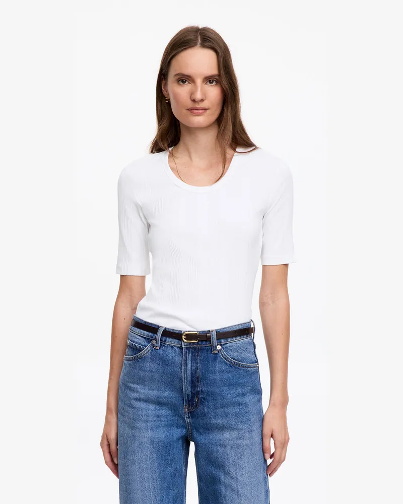 Arket Geripptes T-Shirt -Weiß Weiß