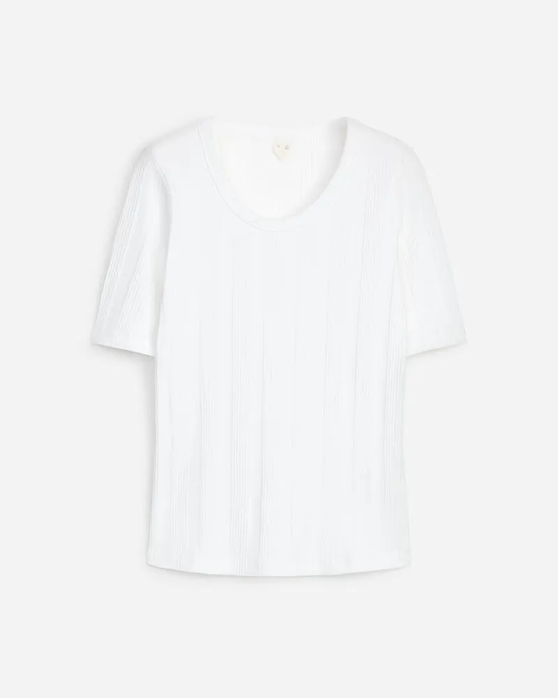 Arket Geripptes T-Shirt -Weiß Weiß
