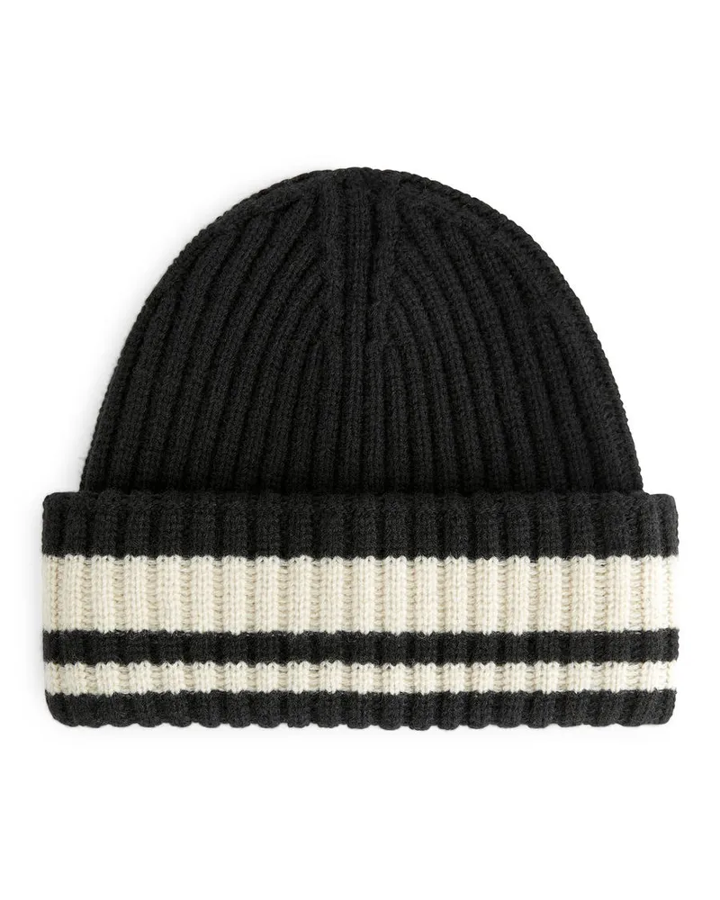 Arket Gerippte Beanie - Schwarz|Mehrfarbig|Weiß Schwarz