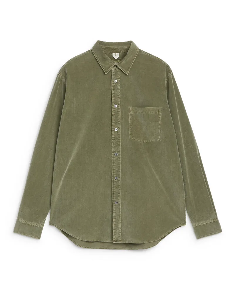 Arket Cord-Hemd - Grün Khaki