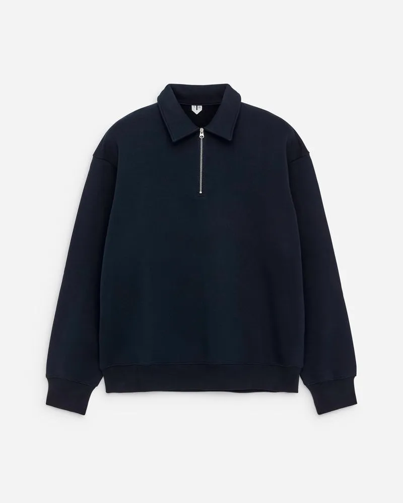 Arket Sweatshirt Aus Baumwolle Mit Kurzem Reißverschluss -Blau Blau