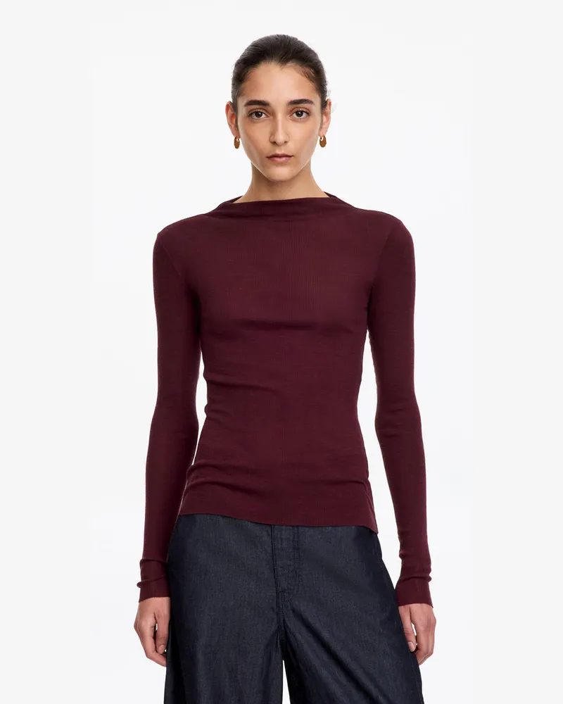 Arket Rippstrickoberteil Aus Wolle -Rot Rot