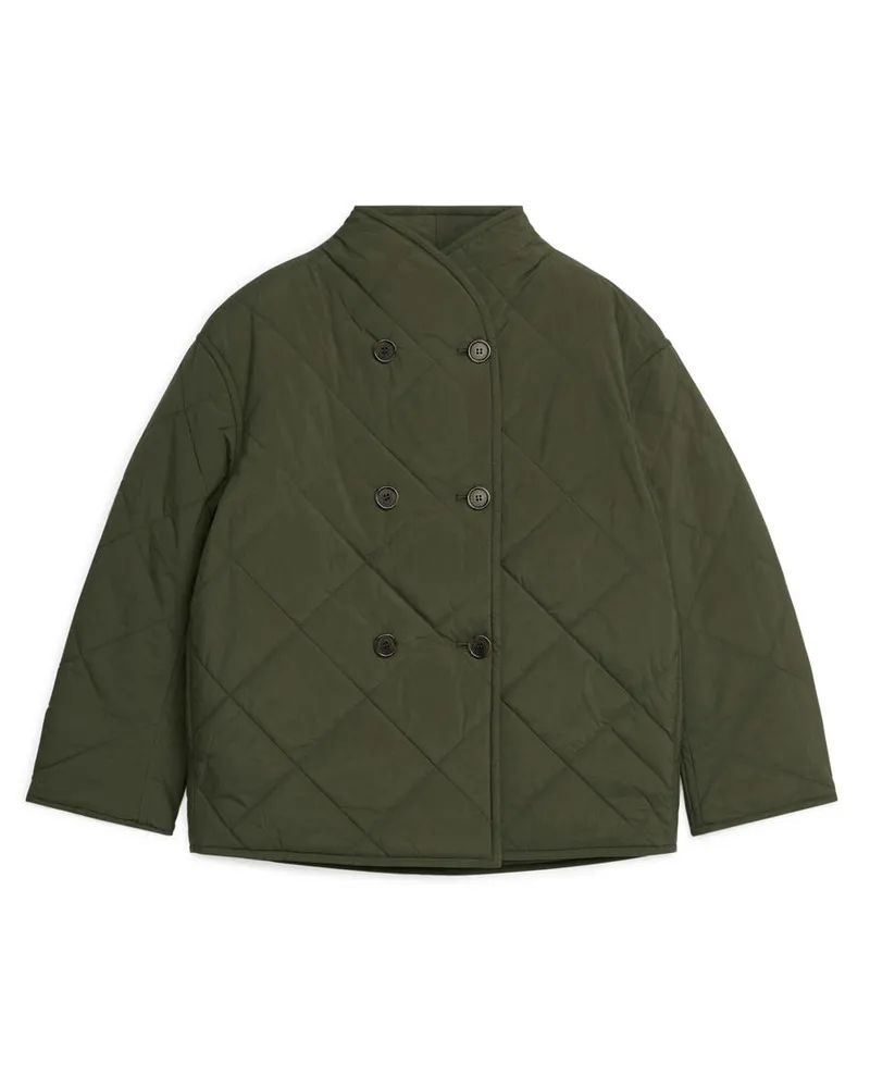 Arket Steppjacke Mit Schalkragen - Grün Dunkles