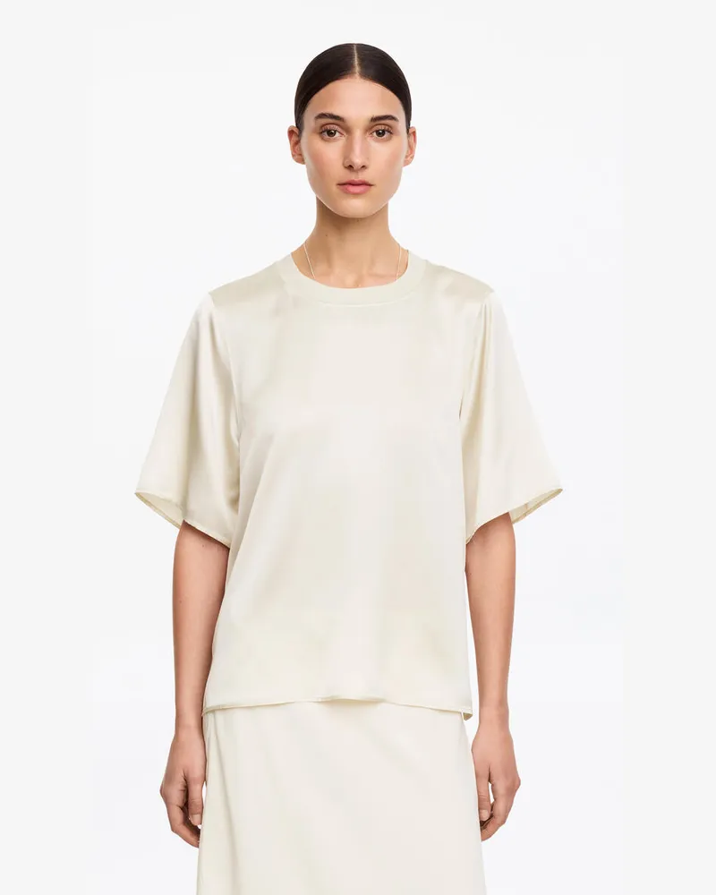 Arket T-Shirt Aus Seidensatin -Weiß Weiß