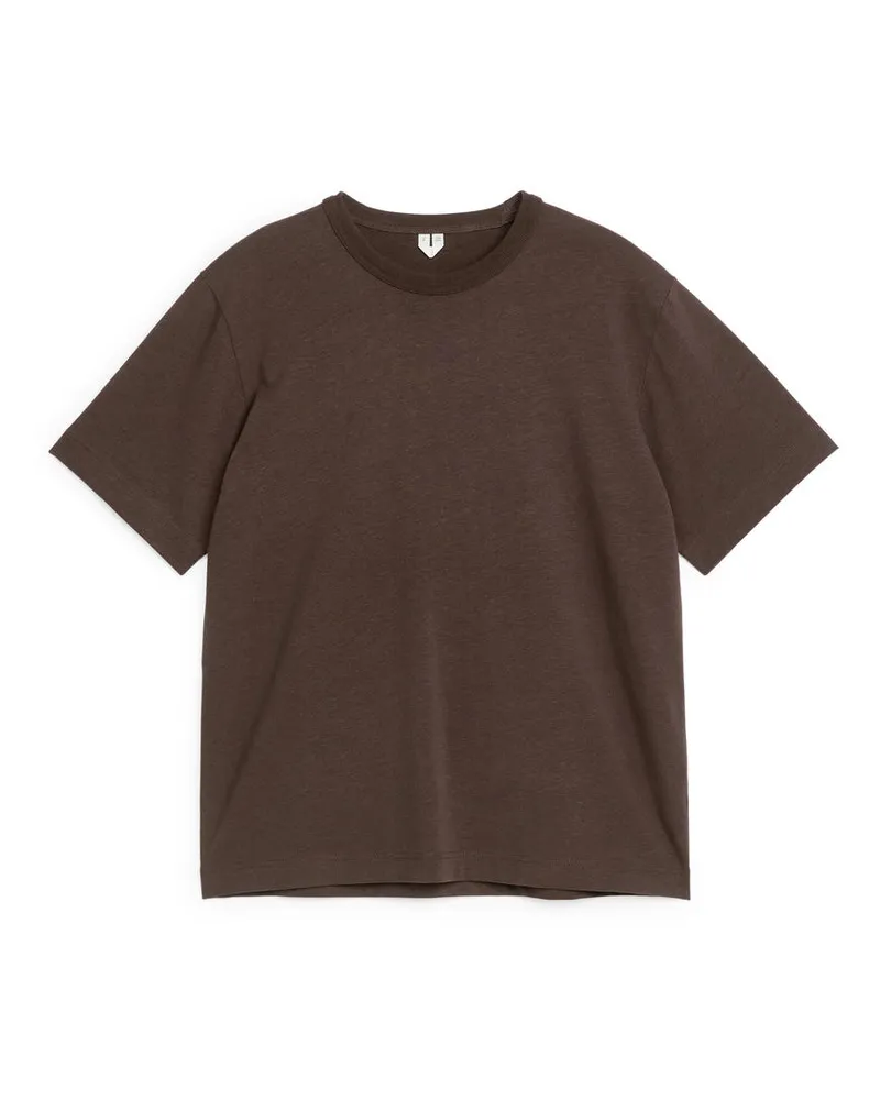 Arket T-Shirt Aus Baumwolle Und Leinen -Braun Braun