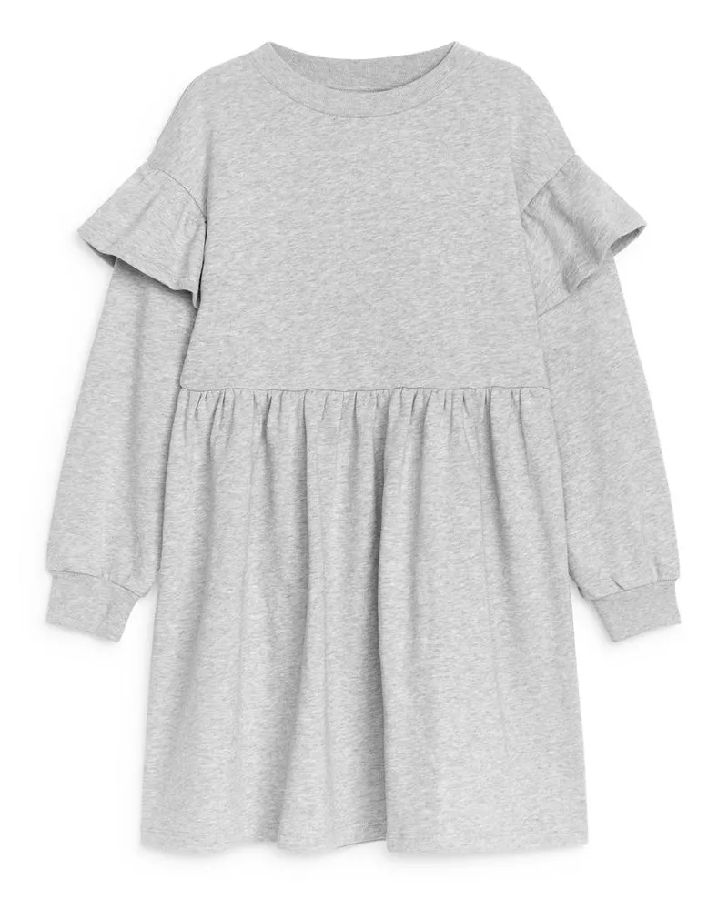 Arket Jerseykleid Mit Rüschen - Grau Graumeliert