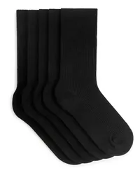 Arket Gerippte Baumwollsocken Im 5Er-Pack Schwarz