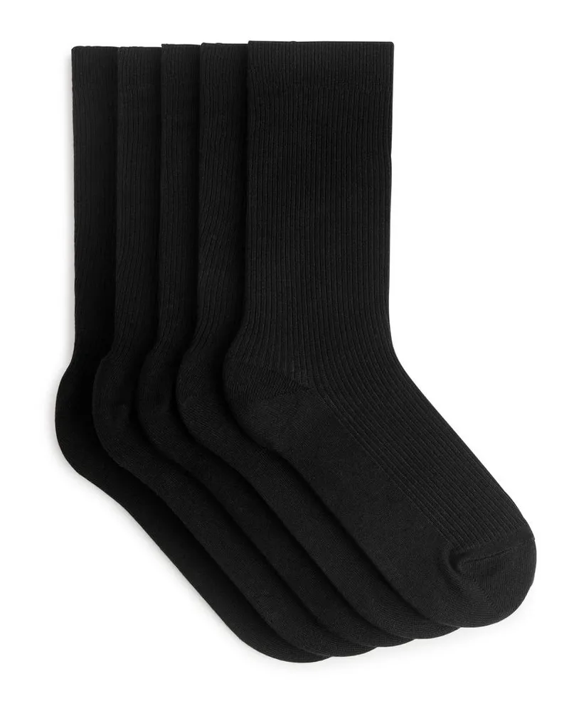 Arket Gerippte Baumwollsocken Im 5Er-Pack Schwarz