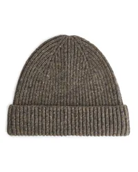 Arket Rippstrick-Beanie aus Wollmischung Braun