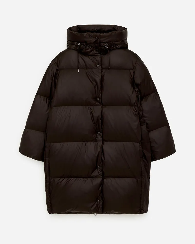 Arket Langer Upcycled Down Mantel -Braun Braun